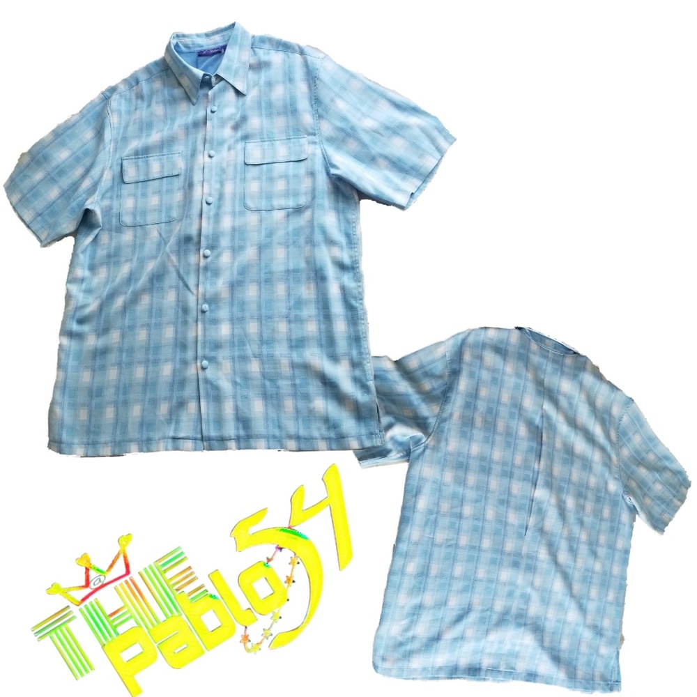 Men's J Vital Sky Blu/Plaid Button DOwn XL/40